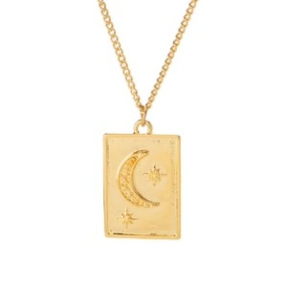 MAYAMAR 24K Gold Plated Polished Moon & Stars 18"+3.5" Necklace - Picture 1 of 5